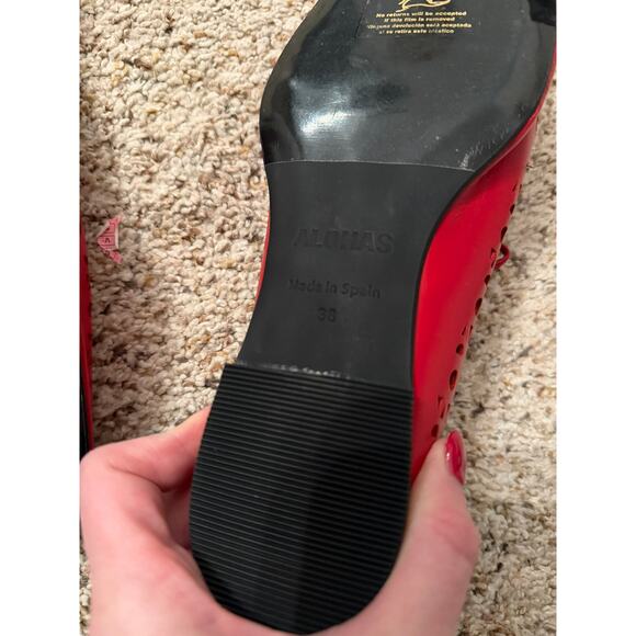 NEW ALOHAS Sway Slit red leather ballet flats - Picture 6 of 6